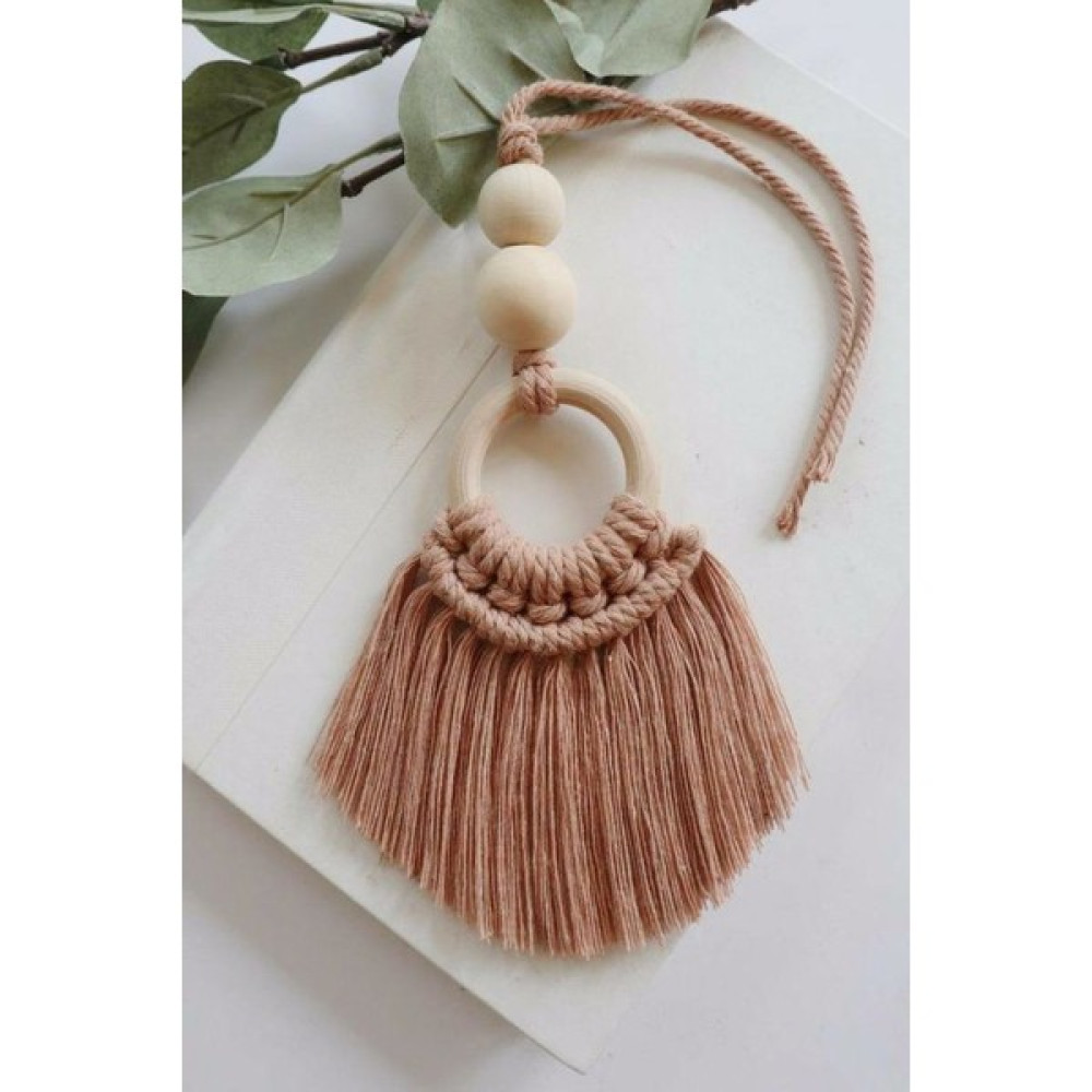 Emtory Home Wooden Ring Kahverengi Makrome Duvar & Kapı & Perde Süsü Perde Aksesuarı Fiyatı