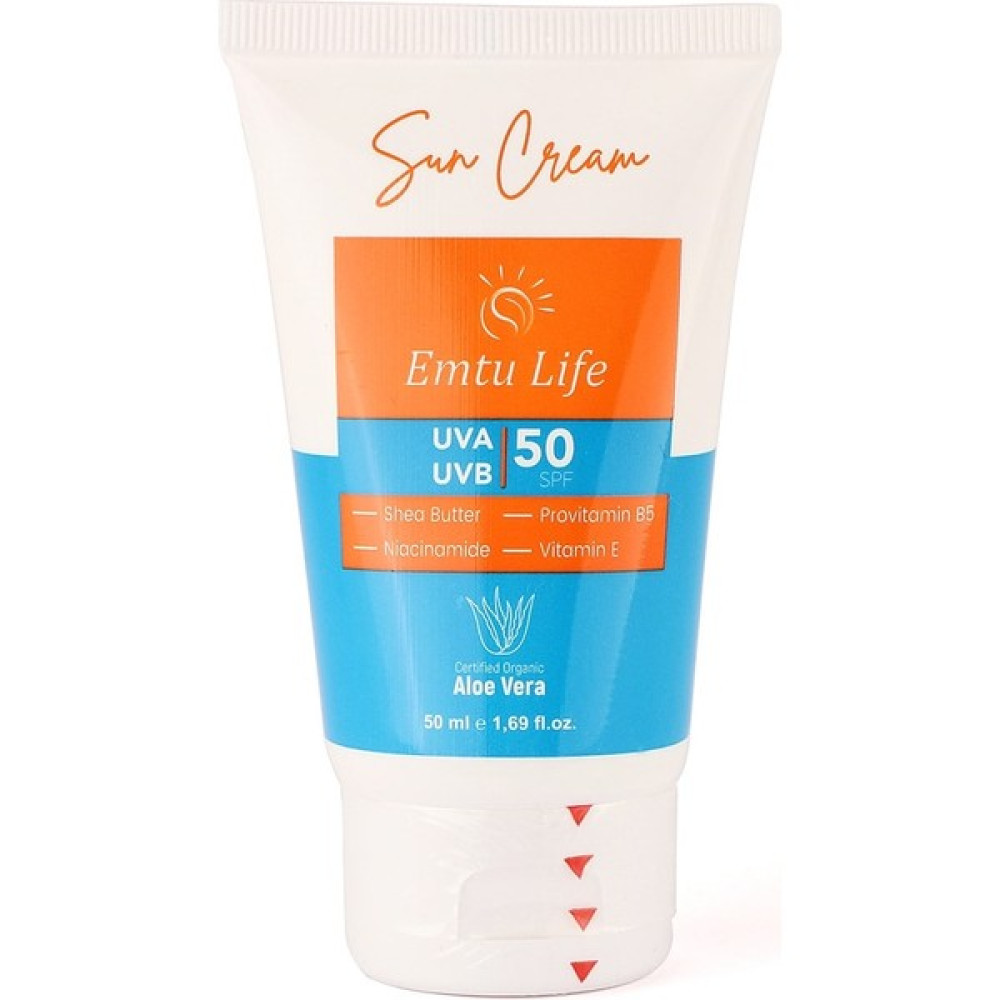 Emtu Life 50 Spf+ Güneş Kremi Tüm Cilt Tipleri Için Leke Karşıtı Aloe Vera ve Vitamin E Içerir 50ML ET-001 Güneş Kremleri ve Losyonları Fiyatı