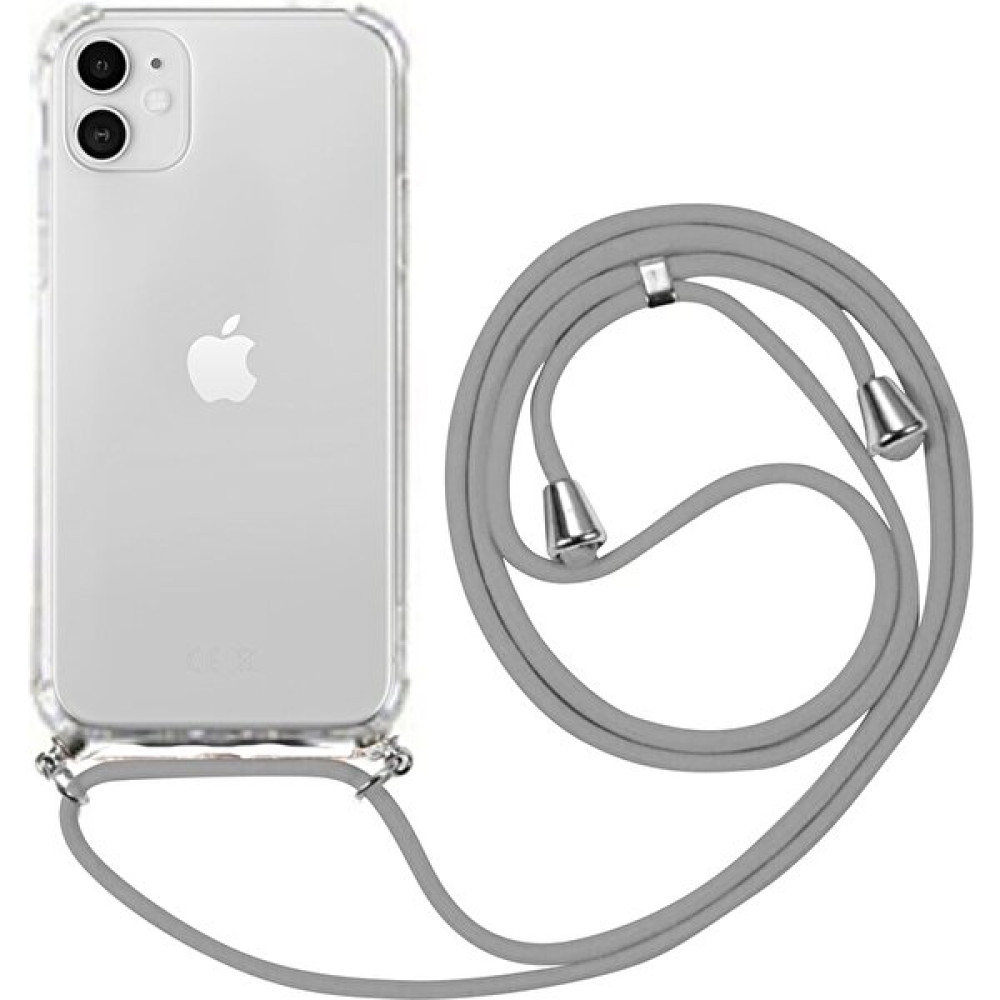 Emybox Iphone 11 Uyumlu Boyundan Askılı Şeffaf Darbe Emici Antishock Silikon Telefon Kılıfı - Gri Cep Telefonu Kılıfı Fiyatı