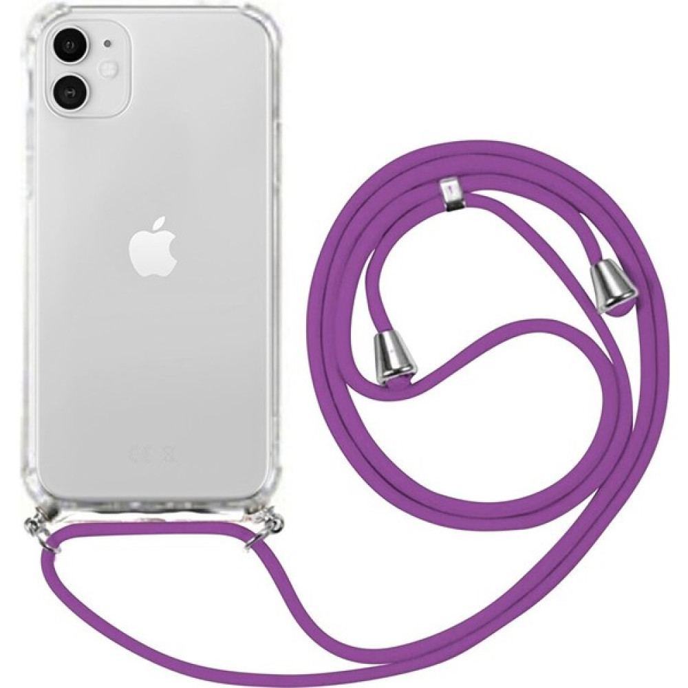 Emybox Iphone 11 Uyumlu Boyundan Askılı Şeffaf Darbe Emici Antishock Silikon Telefon Kılıfı - Mor Cep Telefonu Kılıfı Fiyatı