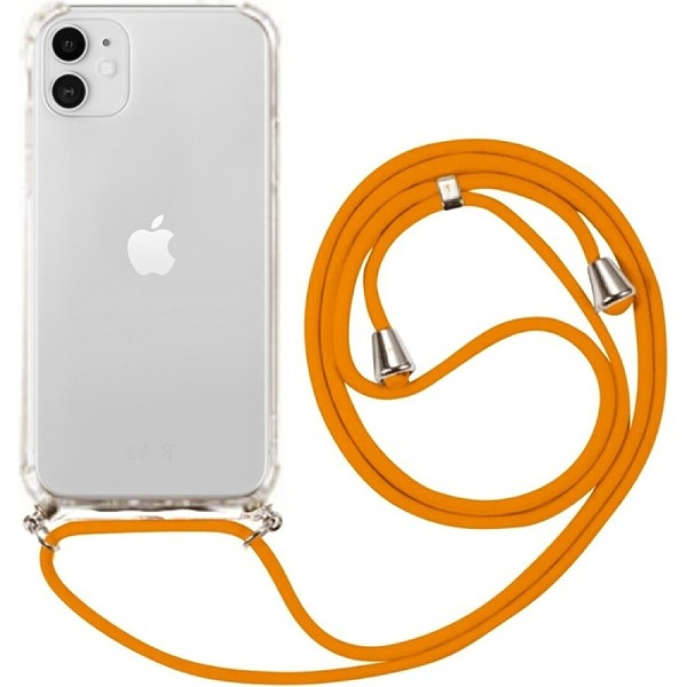 Emybox Iphone 11 Uyumlu Boyundan Askılı Şeffaf Darbe Emici Antishock Silikon Telefon Kılıfı - Turuncu Cep Telefonu Kılıfı Fiyatı
