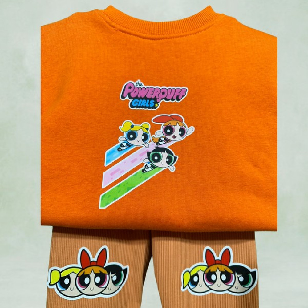 emytof Kız Çocuk Turuncu Powerpuff Girls Karakterli Alt Üst Şardonlu Çocuk Takımı Kız Çocuk Giyim Takımı Fiyatı