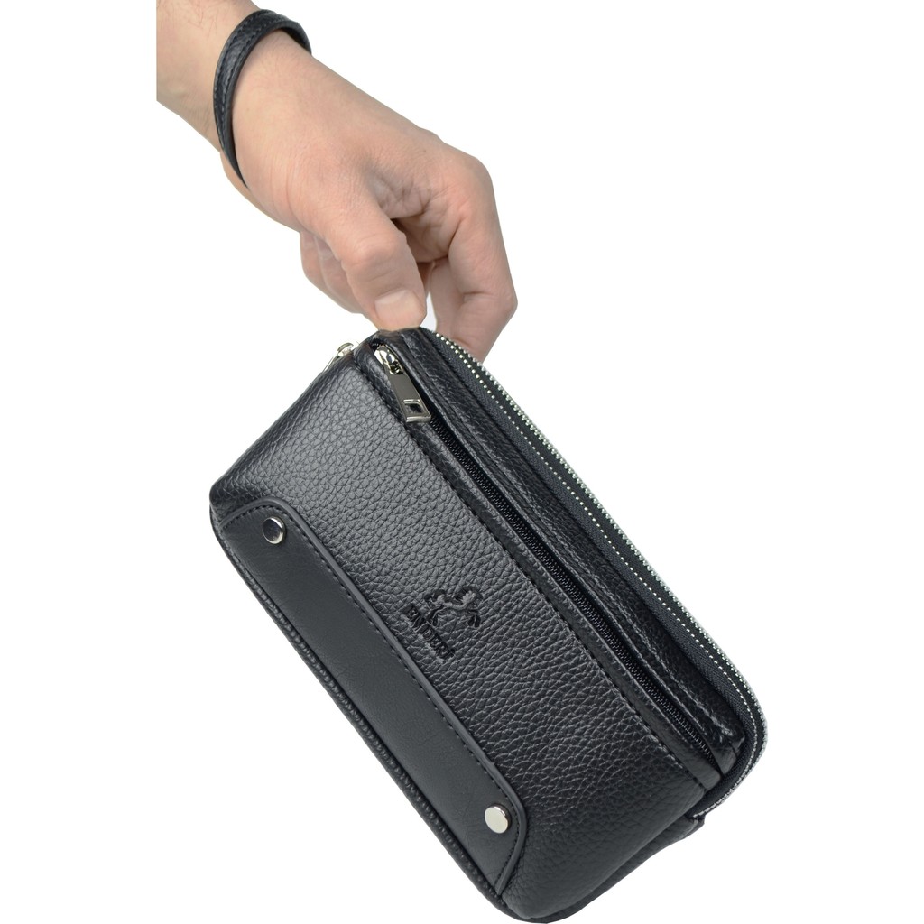 EN Deri Erkek Siyah El Çantası - Kartlıklı Clutch Portföy Çanta Portföy Çanta Fiyatı