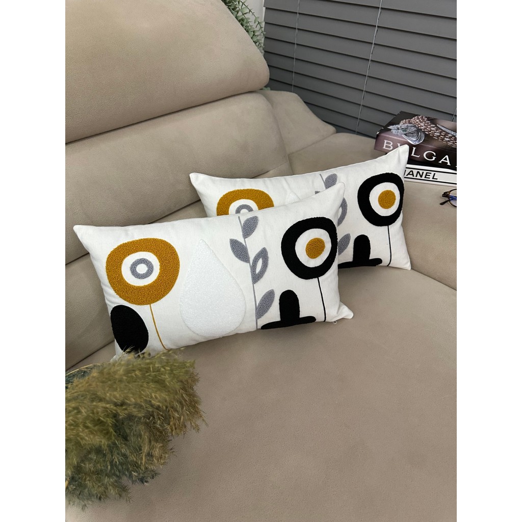 En Gözde Home Punch Nakışlı 2ADET Kırlent Kılıfı - 30 x 50 cm - Krem - Ekru Kırlent / Mobilya Yastığı Fiyatı