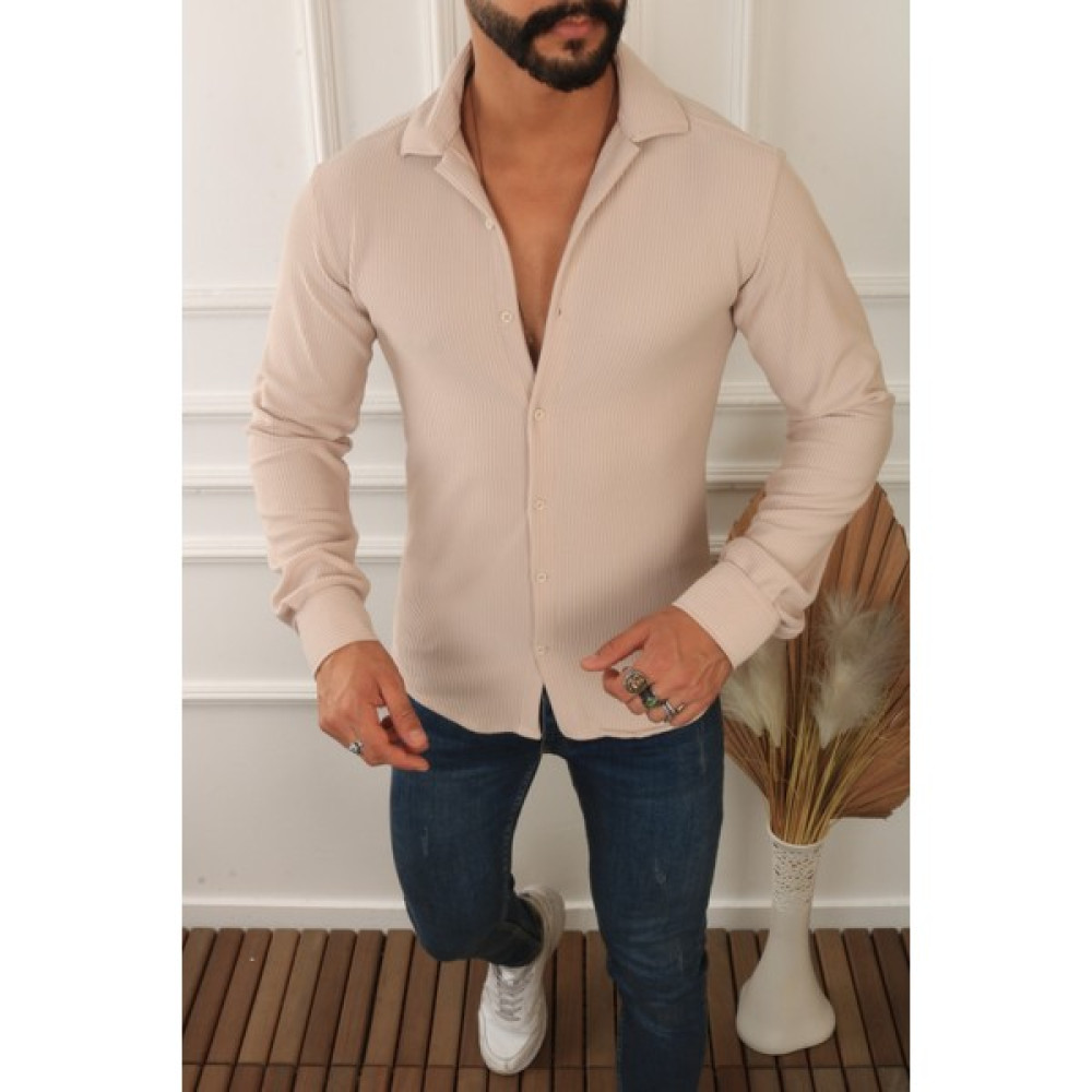 En Moda Erkek Şerit Desenli Pamuklu Kışlık Uzun Kollu Gömlek Erkek Gömlek Fiyatı