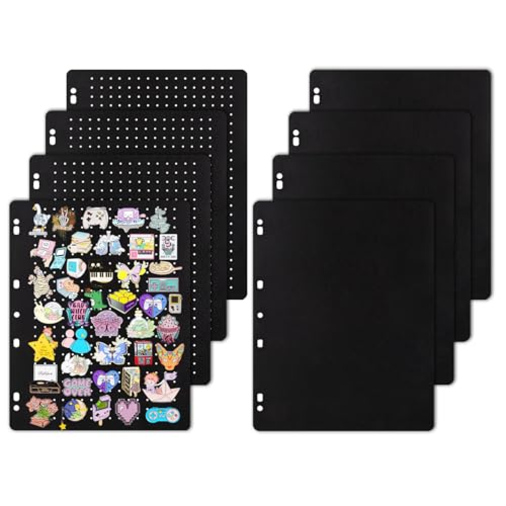 Enamel Pin Display Pages, Display and Trade Collection Pins in Any 3-Ring or 4-Ring Binder,8 Flip-Pages (4 Page Holes Felt,4 Page Thin Felt) Hold up to 320 Pins (Pins Not Included)