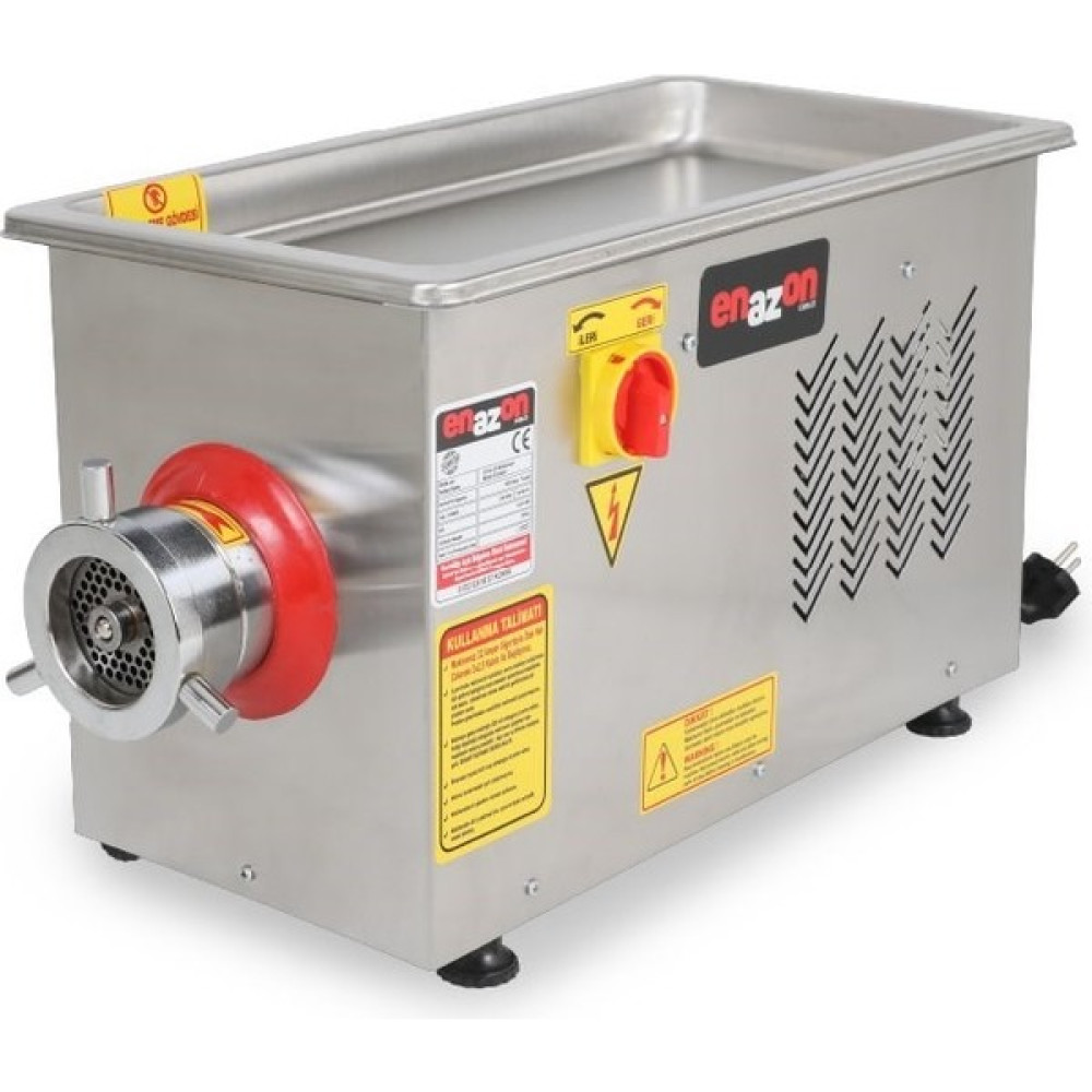 Enazon 12 No Et Kıyma Makinesi (Geri Çalışma Özellikli) 0,55 Kw 0,75 Hp( Beygir) Sucuk Aparatlı - Gri Kıyma Makineleri Fiyatı