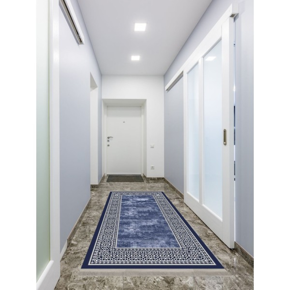 ENBE Collection Enbe Ekonomik Yıkanabilir Kaymaz Taban Yolluk Antre Hol Koridor E-MD-0134D - 40 x 60 cm - Mavi Yolluk Fiyatı