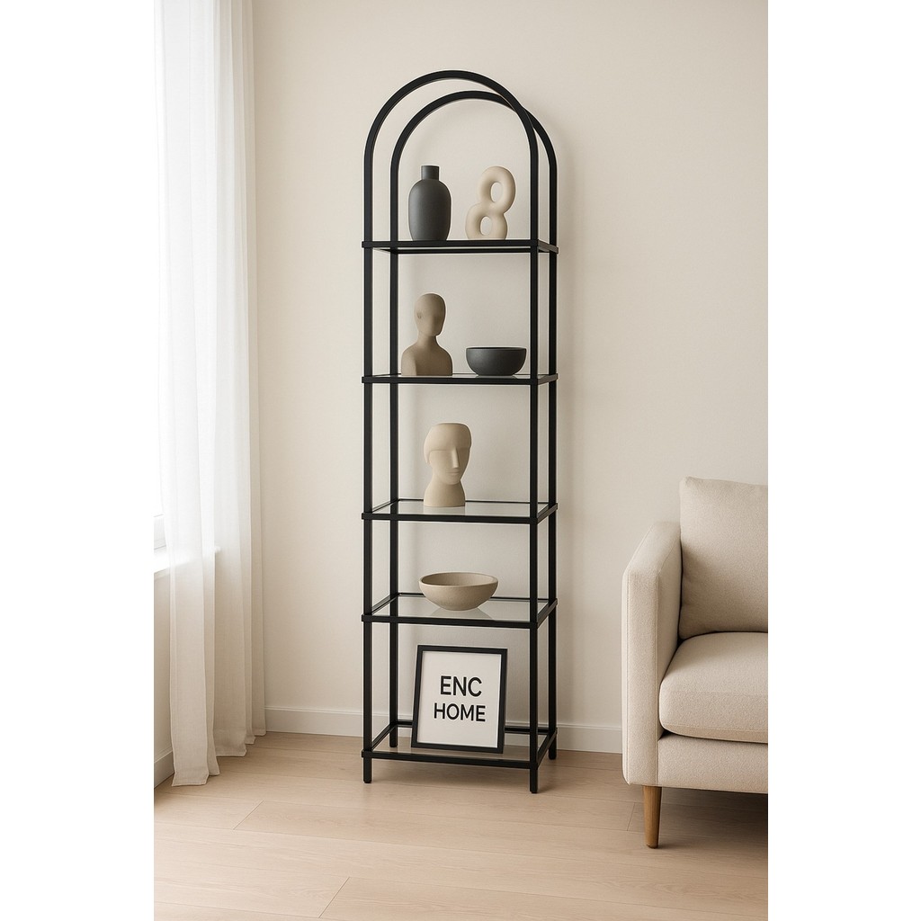 Enc Home Siyah Mini Ütopya Metal Kitaplık ve Dekoratif Raf 150X40X30 Kitaplık Fiyatı