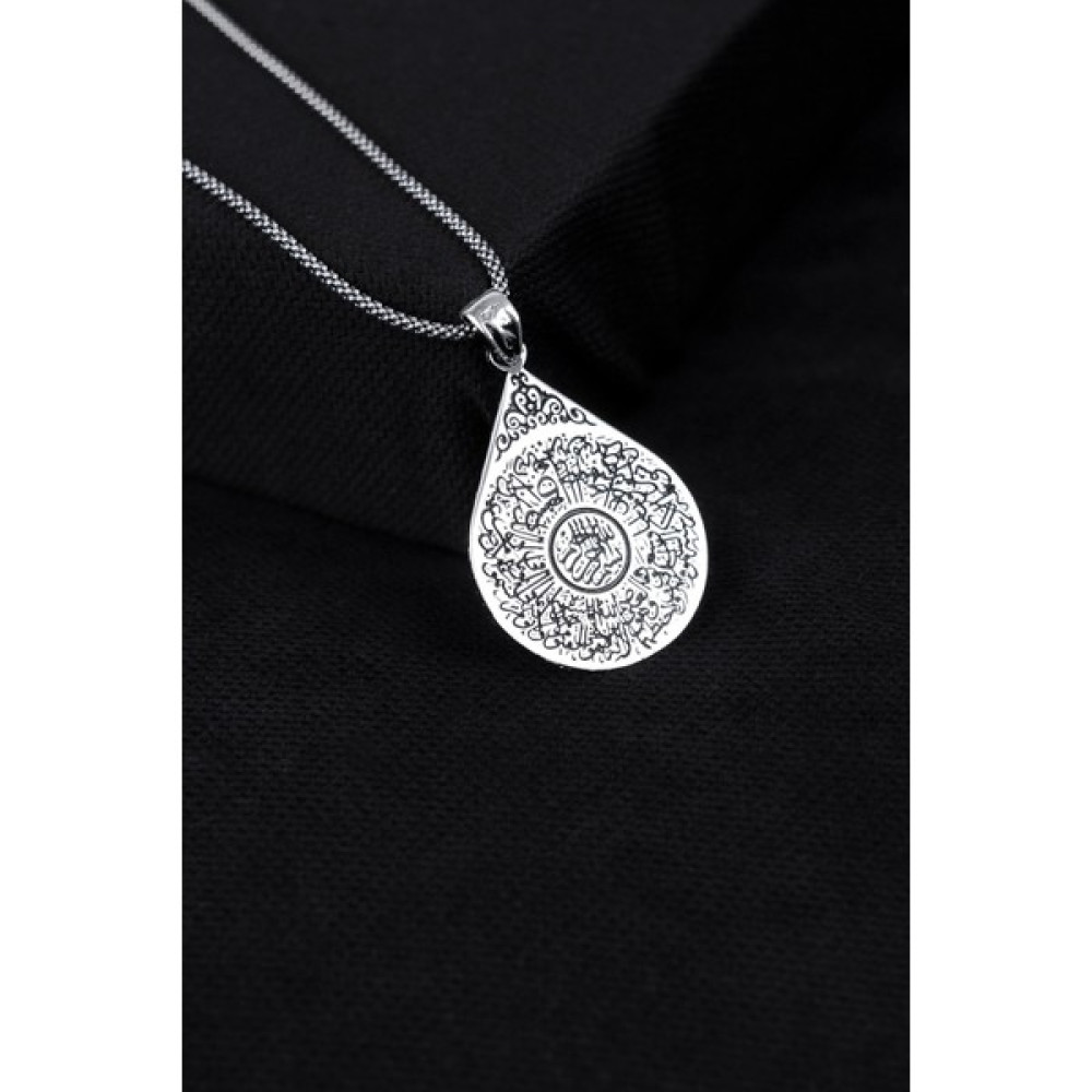 Encili Silver 925 Ayar Gümüş Damla Model Ayetel Kürsi Erkek Kolye Gümüş Kolye Fiyatı