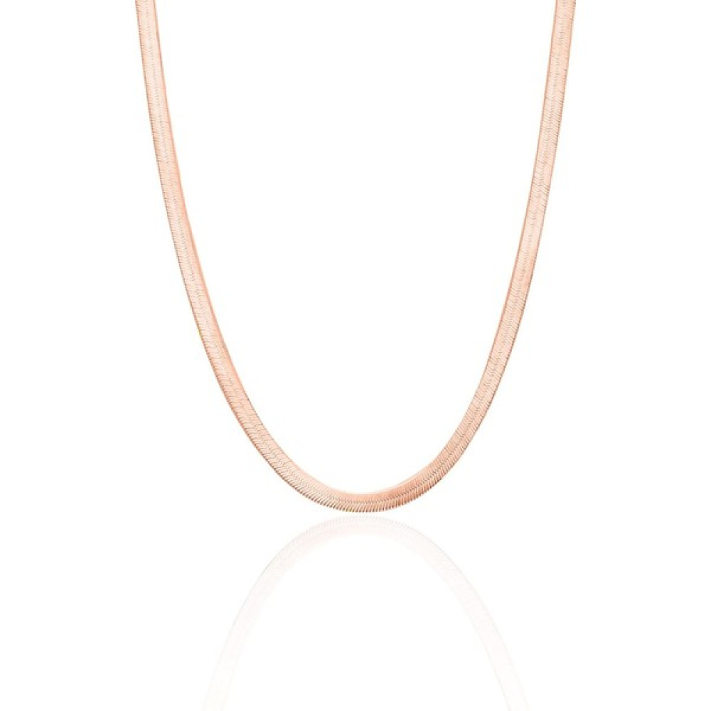 Encili Silver 925 Ayar Gümüş İtalyan Yassı Kadın Rose Renk Zincir Kolye - 40 cm Gümüş Kolye Fiyatı