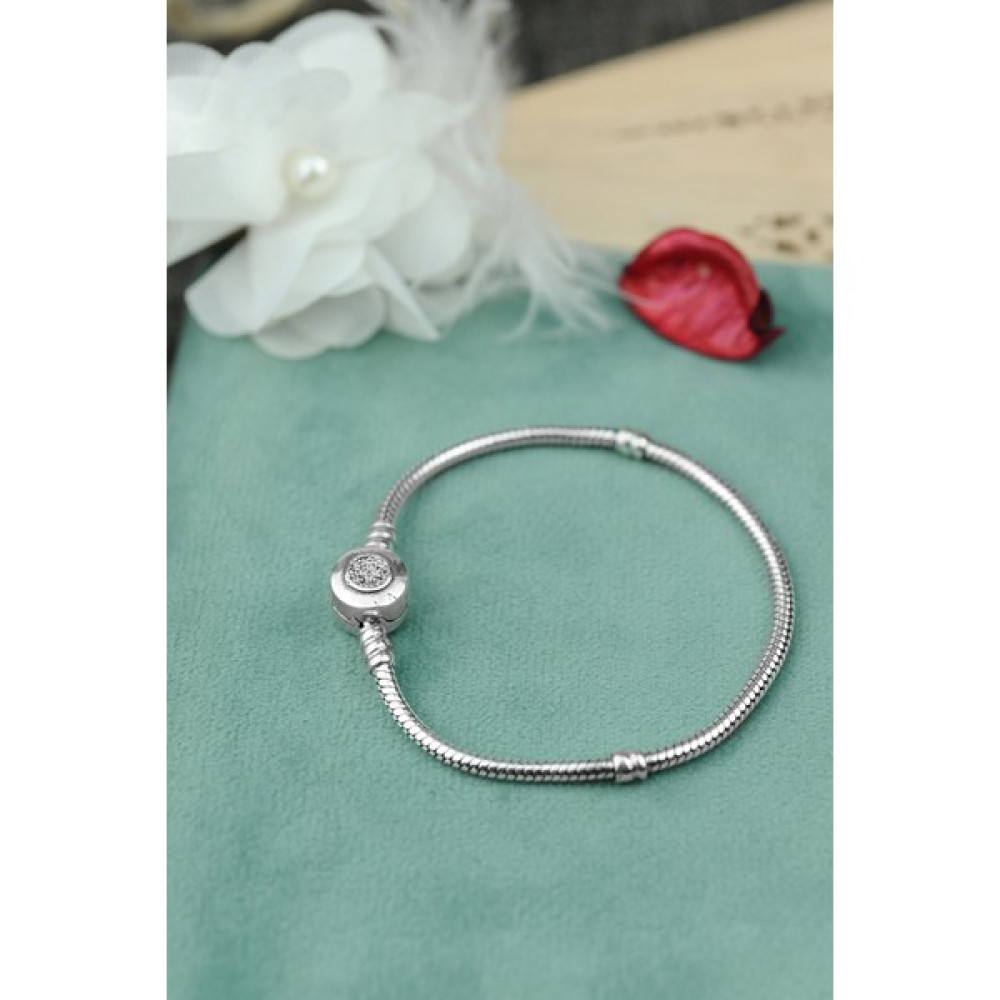 Encili Silver 925 Ayar Gümüş Pandora Taşlı Model Kadın Bileklik Saat ve Bileklik Aksesuarı Fiyatı