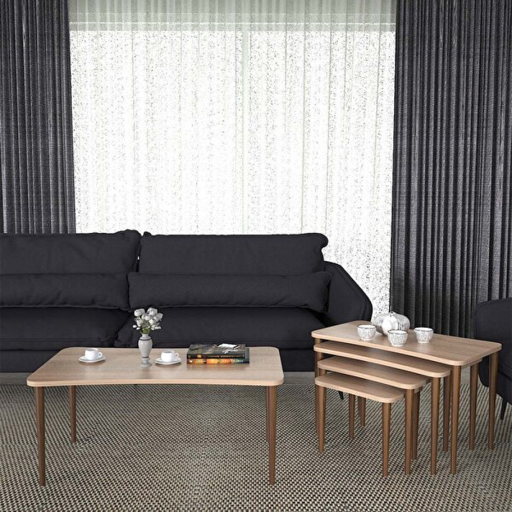 Enda Home 5'li Ahşap Ayaklı XL Sonomo Orta Sehpa ve Zigon Sehpa Seti Orta Sehpa Fiyatı