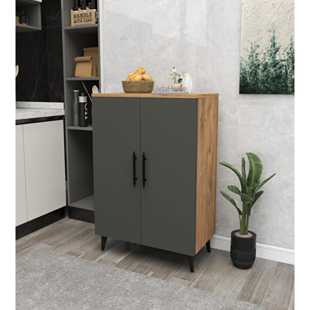 Enda Home 97x65x32 CM 3 Raflı 2 Kapaklı Çam-Antrasit Çok Amaçlı Dolap Gardrop & Dolap Fiyatı