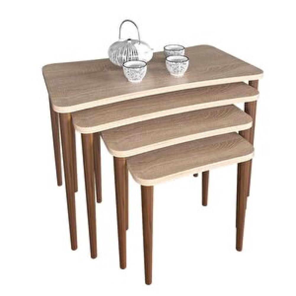 Enda Home Ahşap Ayaklı 4lü Zigon Sehpa Salon Seti Çay Sehpa Seti Sonomo Sonomo Zigon Sehpa Fiyatı