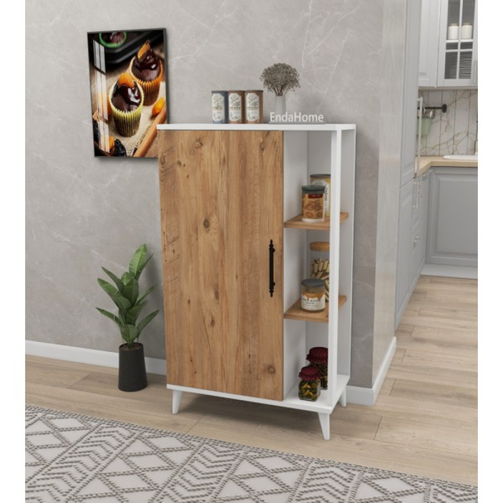 Enda Home Collection Enda Home 6 Raflı Kapaklı Çok Amaçlı Dolap 97x65x32 cm Çam - Beyaz - Atlantik Çam - Beyaz Gardrop & Dolap Fiyatı