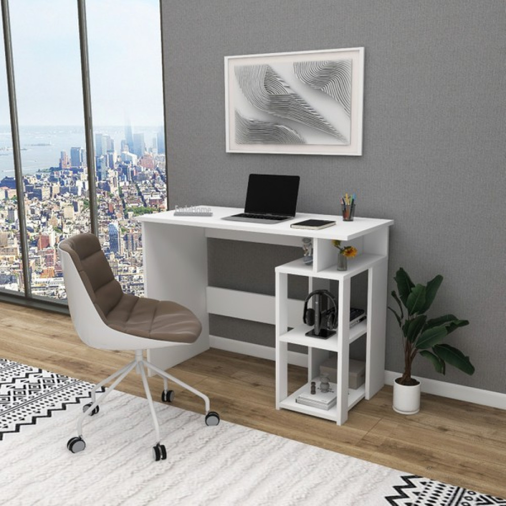 Enda Home Collection Star-E 2 Raflı Çalışma Masası Bilgisayar Masası - 100x55,5 - Beyaz Çalışma Masası Fiyatı
