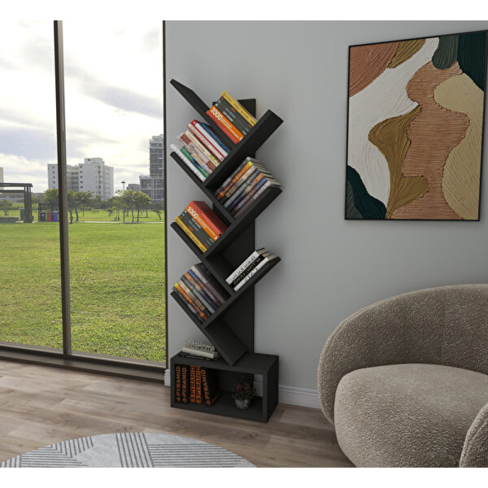 Enda Home Erine 8 Raflı Zikzak Kitaplık Antrasit Kitaplık Fiyatı