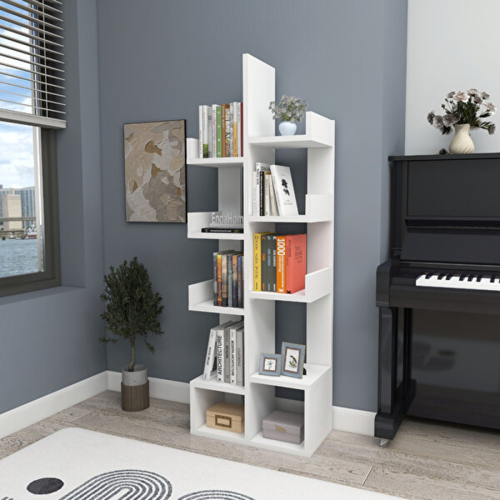 Enda Home Pamfilya 132x53x21.6 CM Beyaz 10 Bölmeli Raflı Kitaplık Kitaplık Fiyatı
