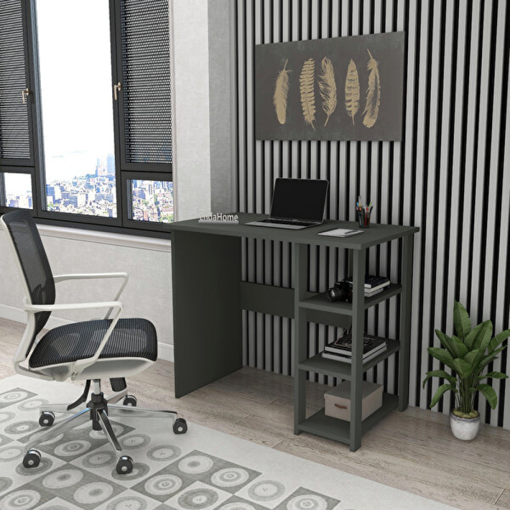 Enda Home San-I 86.5x50 CM 3 Raflı Kütüphaneli Antrasit Çalışma Masası Bilgisayar Masası Fiyatı