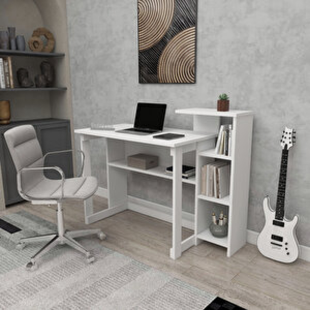 Enda Home SAYE 5 Raflı Kitaplıklı Çalışma Masası Beyaz Beyaz Bilgisayar Masası Fiyatı