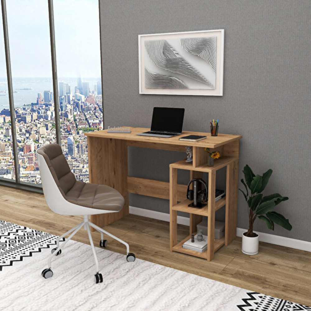 Enda Home Star-E 100x56 CM 2 Raflı Kütüphaneli Çam Çalışma Masası Bilgisayar Masası Fiyatı