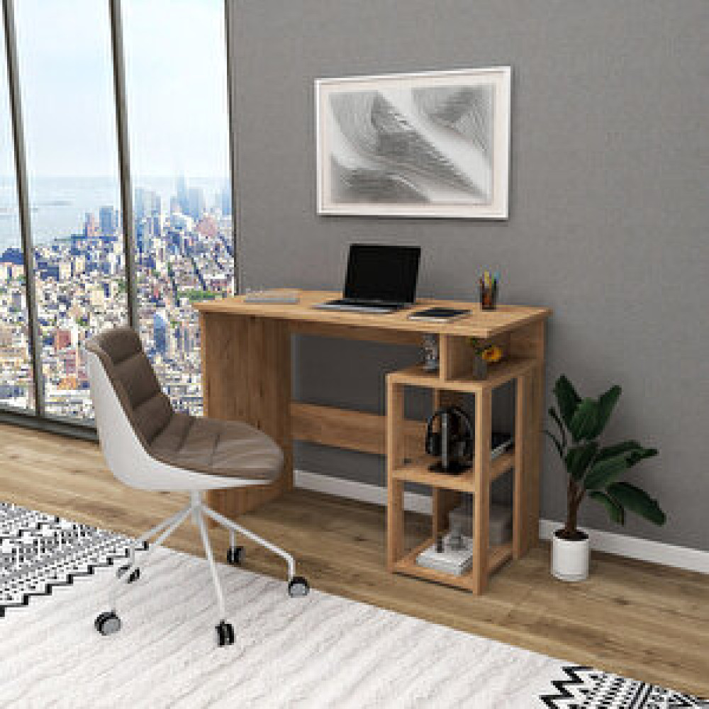 Enda Home Star-e 2 Raflı Kütüphaneli Çalışma Masası 100x56 cm Çam Atlantik Çam Bilgisayar Masası Fiyatı
