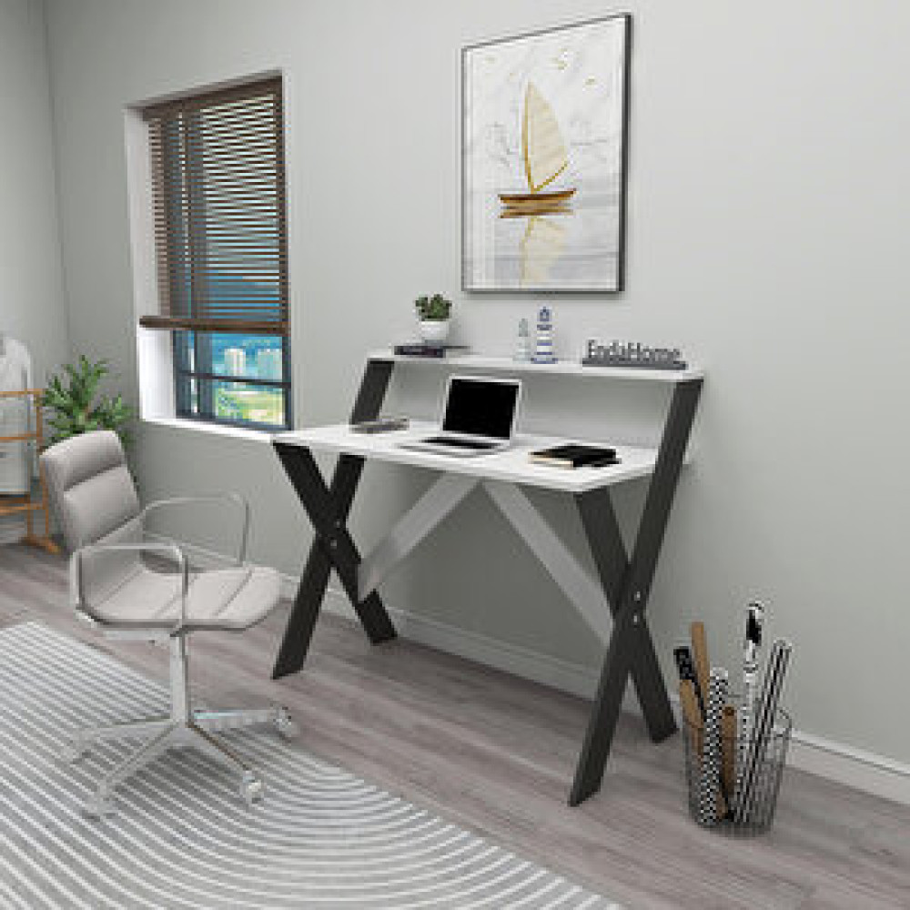 Enda Home X Ayaklı Ders Çalışma Masası Bilgisayar Masası Antrasit Beyaz Bilgisayar Masası Fiyatı