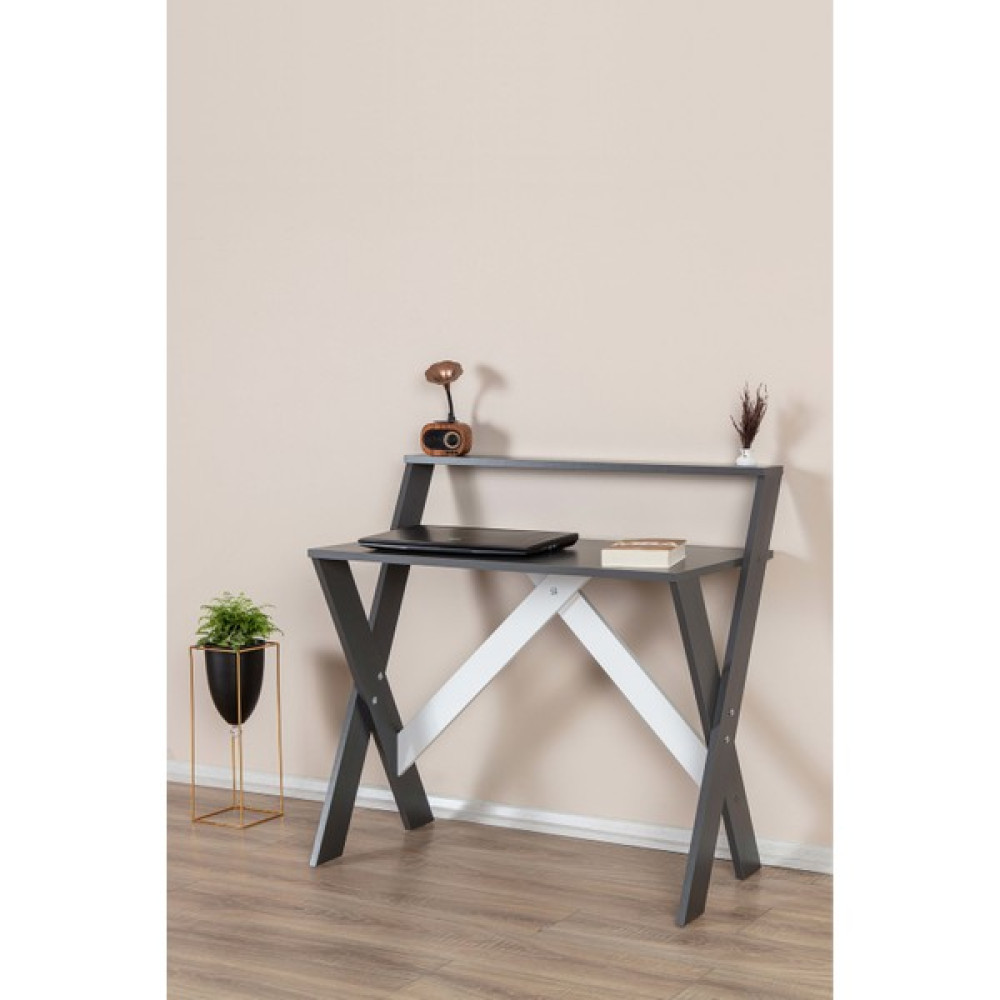Enda Home X Ayaklı Raflı Ders Çalışma Masası 50x90 cm Antrasit - 90x50x70 cm Çalışma Masası Fiyatı