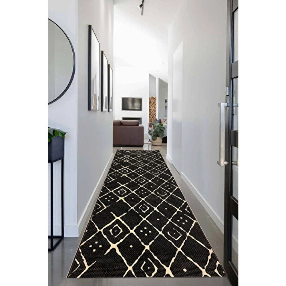Ender Halıcılık Jel Iskandinav Desen Kaymaz Taban Yıkanabilir Kesme Yolluk Siyah - 120 x 180 cm Yolluk Fiyatı