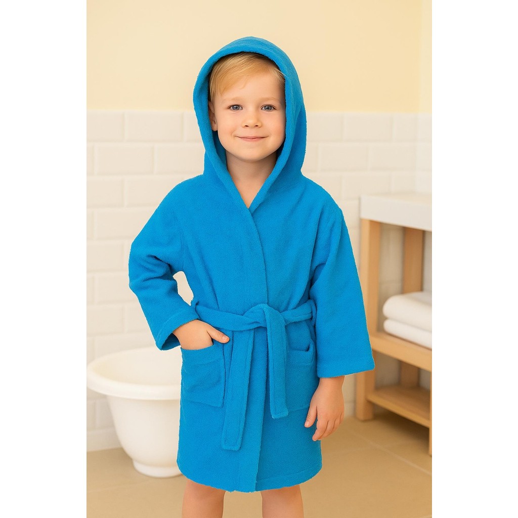 Ender Home CottonVerse Genç & Çocuk Kapşonlu Bornoz – %100 Pamuk, Unisex - 15 - 16 Yaş - Turkuaz Bornoz Fiyatı