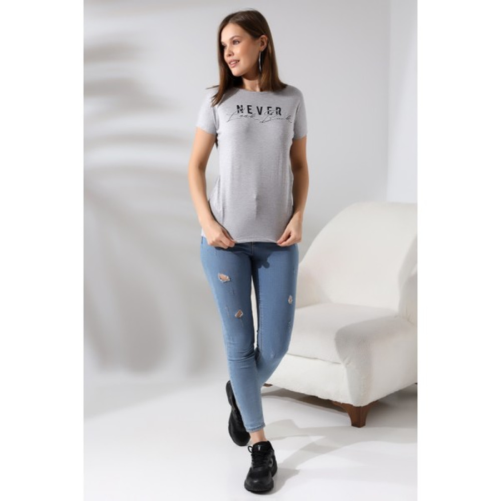 Endies Baskılı Salaş T-Shirt 19584 Grimelanj Bayan T-shirt Fiyatı
