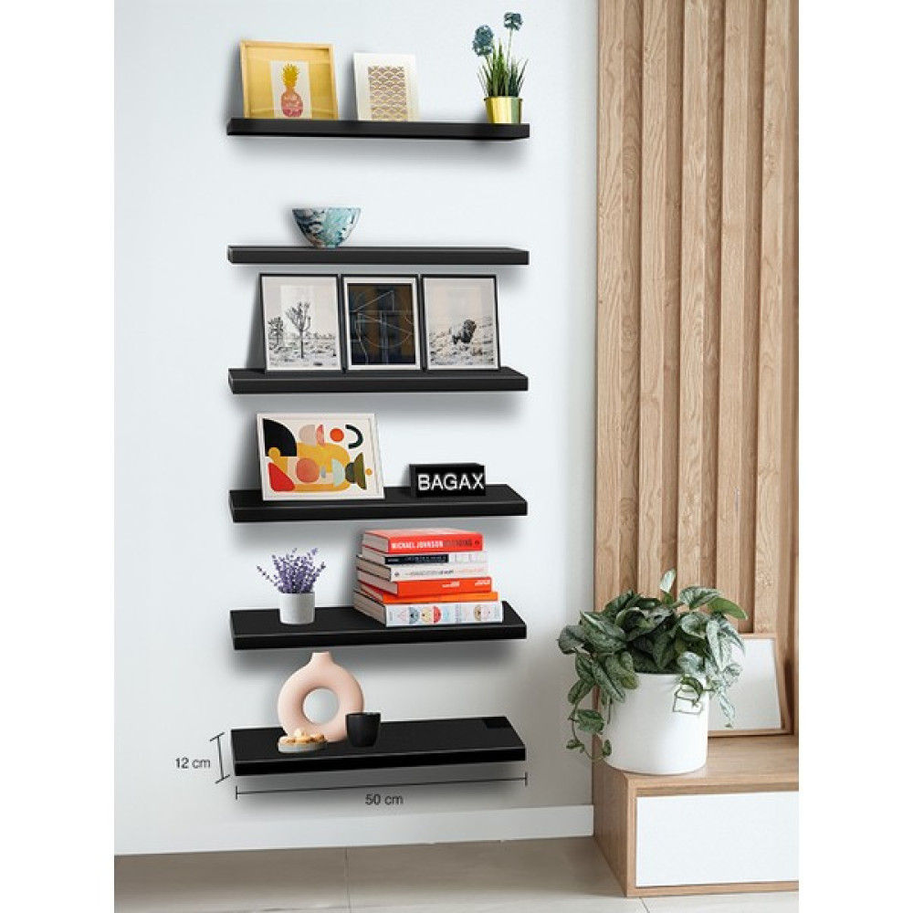 Endless Shopping Siyah Duvar Rafı Uçan Raf 50X12 Altı Adet ( 6 ) Kitaplık - Duvar Rafı & CD / DVD Rafı Fiyatı