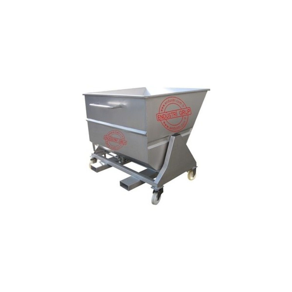 Endüstri Grup - 500 Litre Krom Paslanmaz Forklift Devirme Tertibatlı Konteyner - Devirmeli Atık Çöp Hurda Mermer Cnc Talaş Arabası Konteyneri Kova... Nalburiye & Hırdavat Fiyatı
