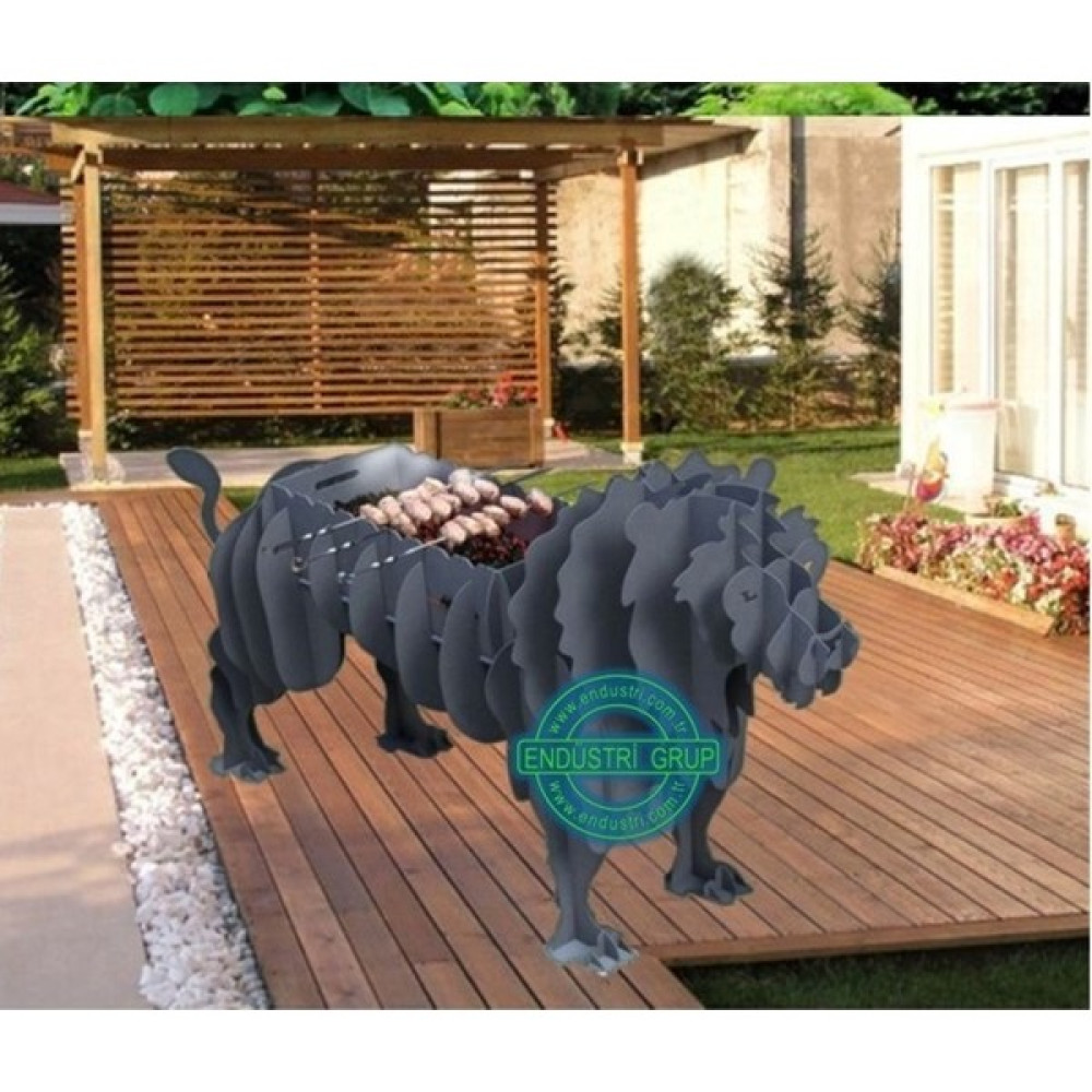 Endüstri Grup - Aslan Figürü Heykel Kömürlü Mangal Barbekü Izgara Ateş Çukuru Bahçe Şöminesi Bahçe Mangalı & Barbekü Fiyatı