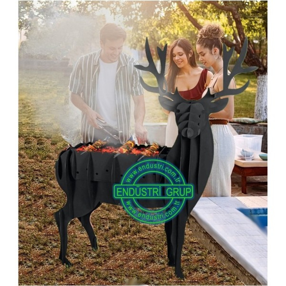 Endüstri Grup - Geyik Figürü Heykel Kömürlü Mangal Barbekü Izgara Ateş Çukuru Bahçe Şöminesi Bahçe Mangalı & Barbekü Fiyatı