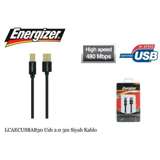 Energizer LCAECUSBAB30 Usb 2.0 3 m Siyah Kablo
