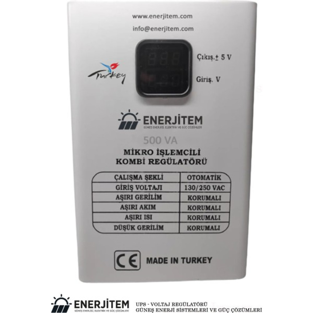 Enerjitem Kombi Regülatörü Mikro Işlemcili Kombi Voltaj Regülatörü 1000VA ENERJITEMK1000VA Power Supply Fiyatı