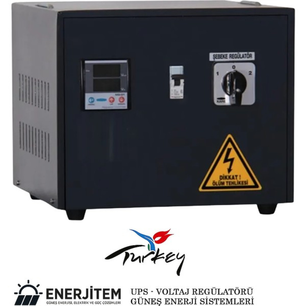 Enerjitem Regülatör 3,5 Kva Monofaze Servo Kontrollü Voltaj Regülatörü, 3,5 Kva Regülatör Power Supply Fiyatı