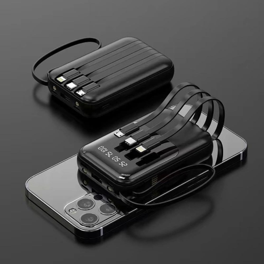 eNerRX Enerx 10000 Mah 2.0 Amper Powerbank Siyah Dahili Kablolu Taşınabilir Şarj Cihazı - Powerbank Fiyatı