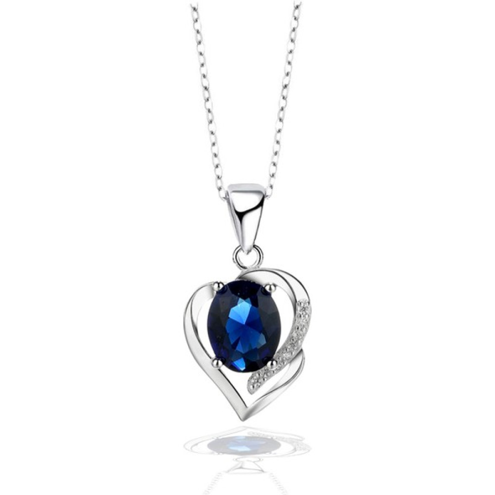 Enes Store Gümüş Safir Taşlı Kalbimin Yarısı Bayan Kolye Gümüş Kolye Fiyatı
