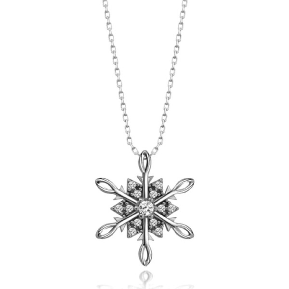 Enes Store Gümüş Swarovski Zirconia Taşlı Kar Tanesi Kadın Kolye Gümüş Kolye Fiyatı
