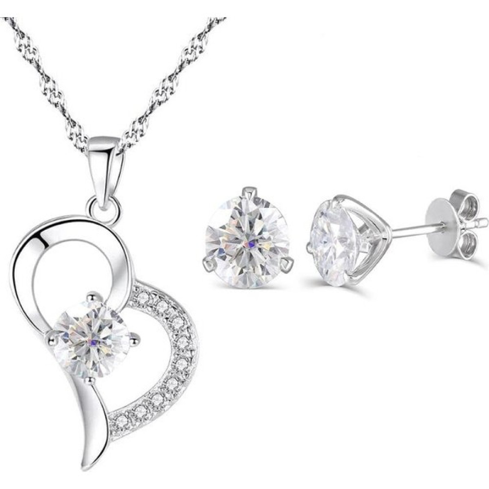 Enes Store Kalp Kadın Kolye Küpe Gümüş Set Gümüş Kolye Fiyatı