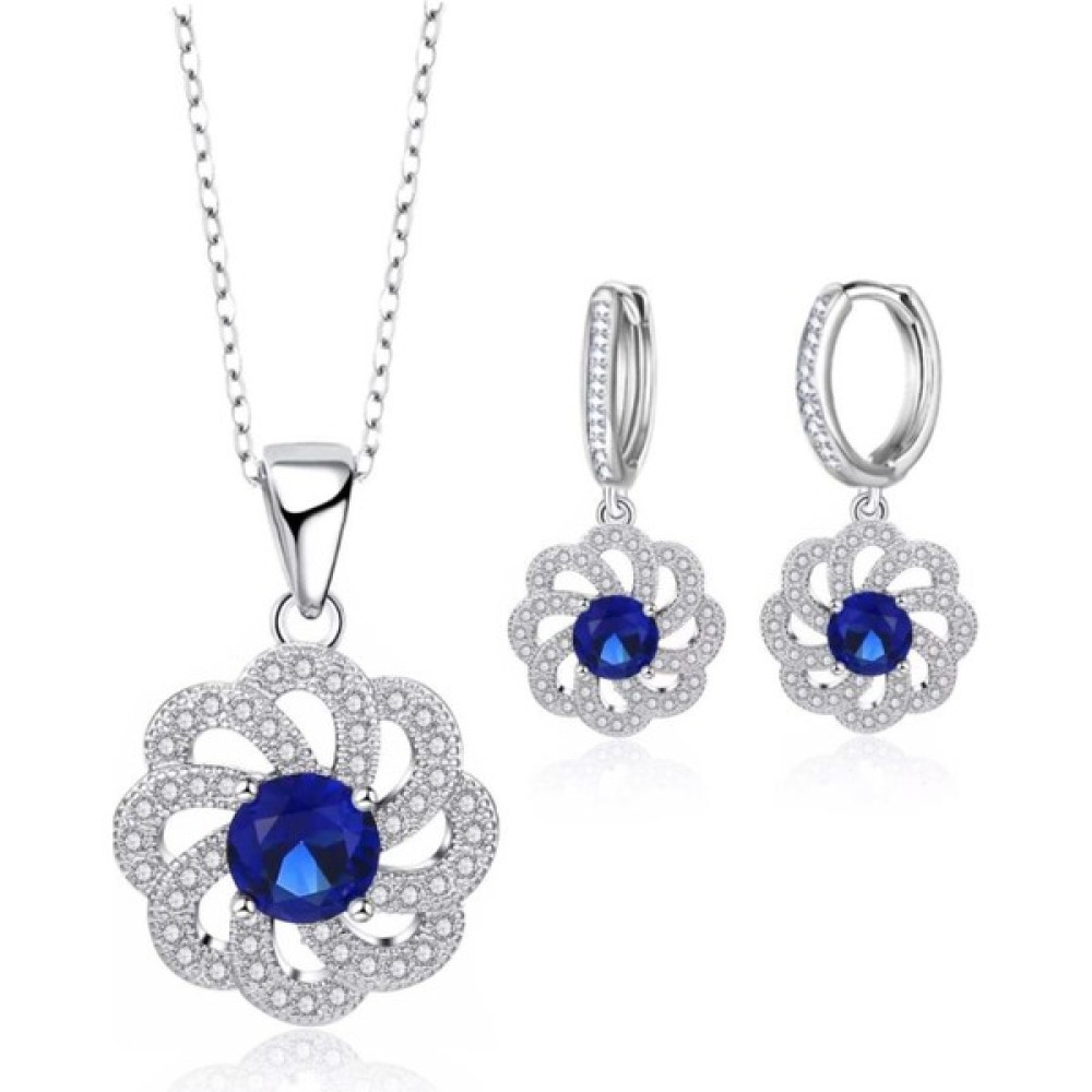 Enes Store Mavi Safir Taşlı Gümüş Kadın Kolye Küpe Seti Gümüş Kolye Fiyatı