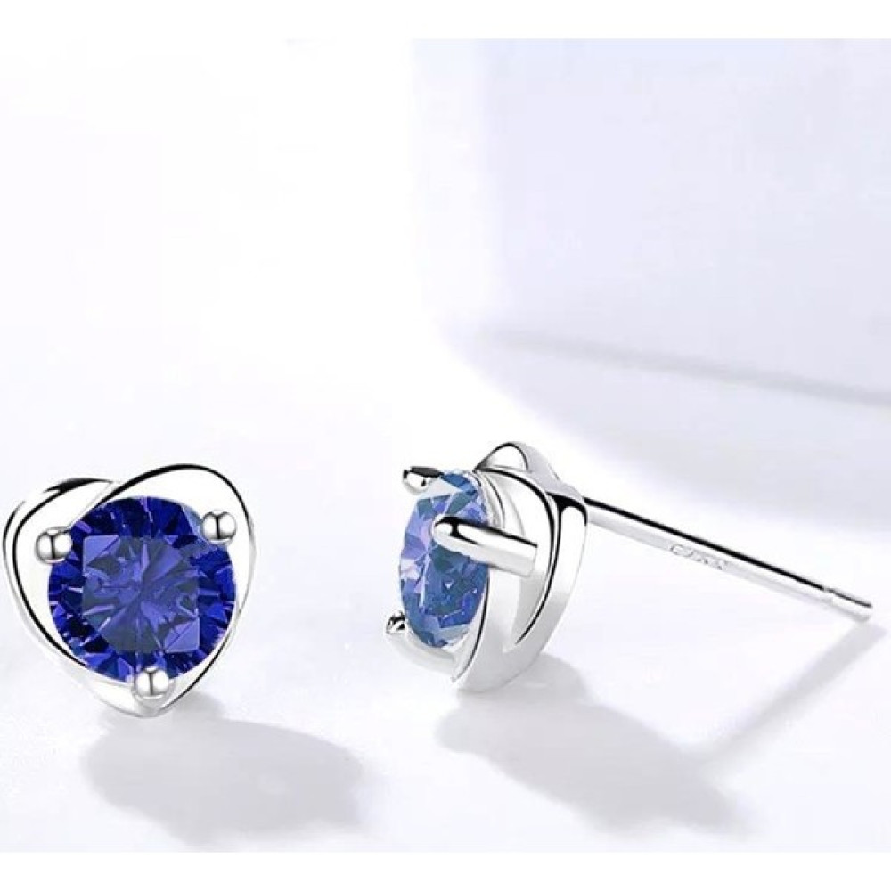 Enes Store Safir Taşlı Kalp Tasarımlı Gümüş Küpe Gümüş Küpe Fiyatı