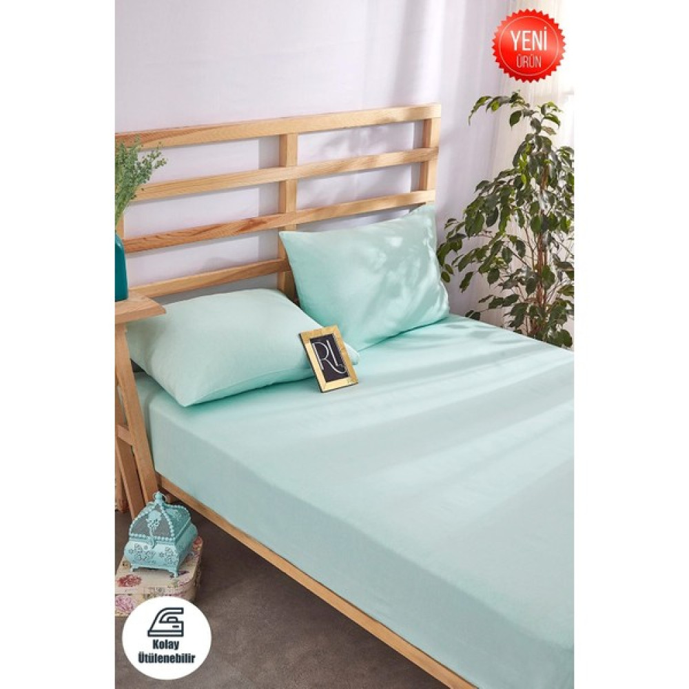 Enessa Tek Kişilik Lastikli Çarşaf Takımı 100*200 cm - 100 x 200 - Su Yeşili Çarşaf Fiyatı