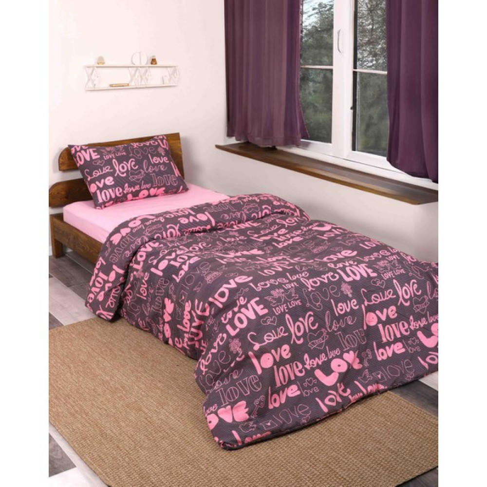 Enessa Tek Kişilik Nevresim Seti (Çarşafsız)Love - Siyah - 160 x 220 cm Nevresim Takımı Fiyatı