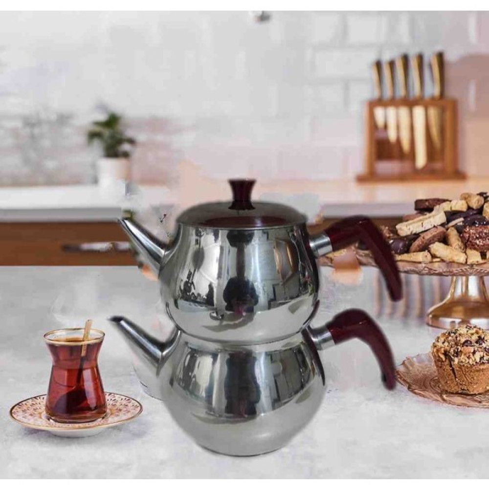 Enfal Tekstil Çelik Çaydanlık Takımı Orta Boy 4 Parça Çay / Çaydanlık Setleri Fiyatı