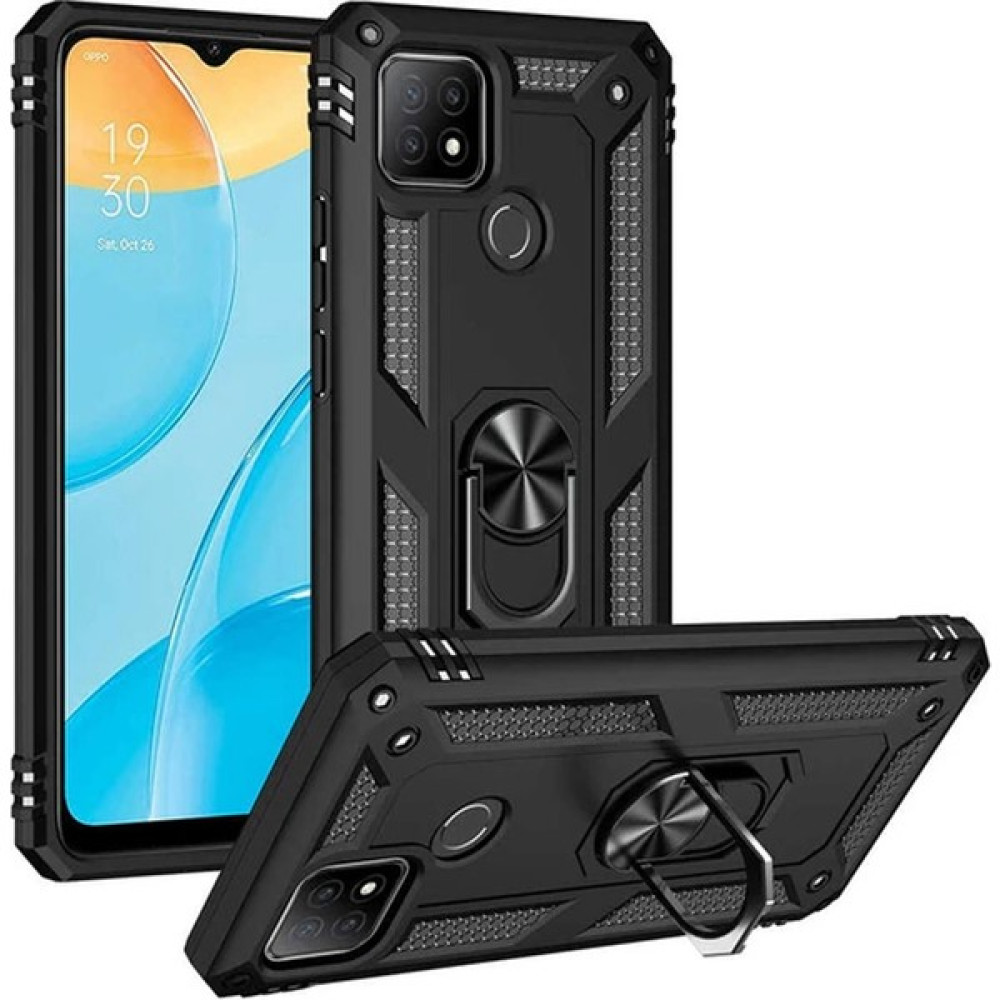 Enfein Oppo A15S ile Uyumlu Standlı Yüzük Tutuculu Mega Tank Case Kılıf siyah Cep Telefonu Kılıfı Fiyatı