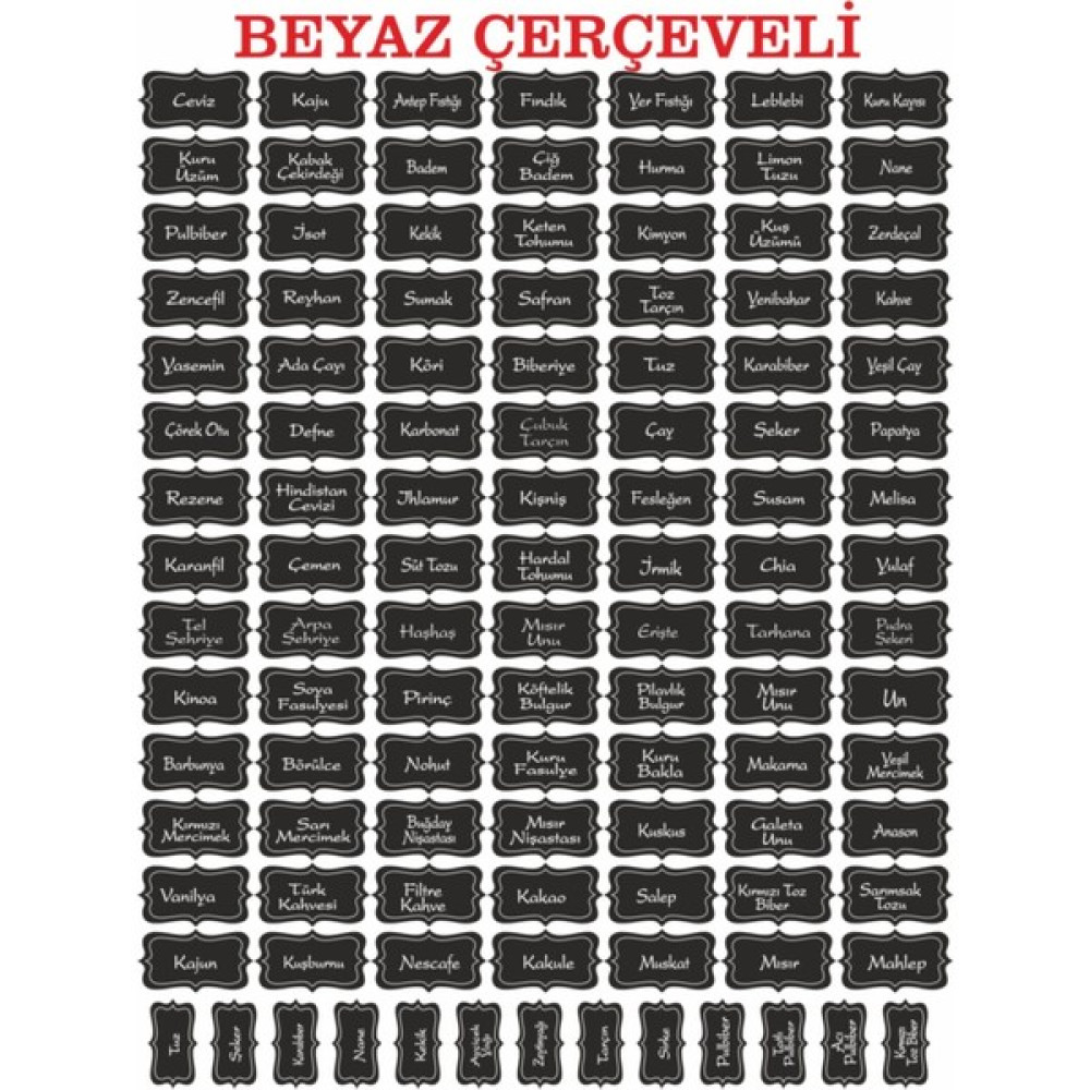 Engin 111 Adet Beyaz Çerçeveli Suya Dayanıklı Kuruyemiş - Baharat - Bakliyat - Sticker Yapı Kimyasalları & Yapıştırıcılar Fiyatı